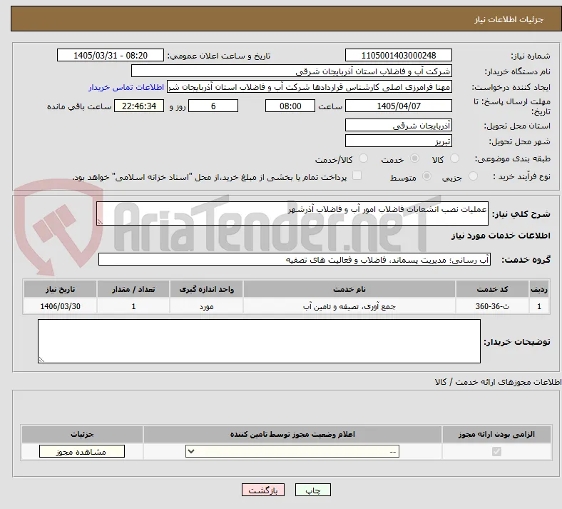 عملیات نصب انشعابات فاضلاب امور آب و فاضلاب آذرشهر