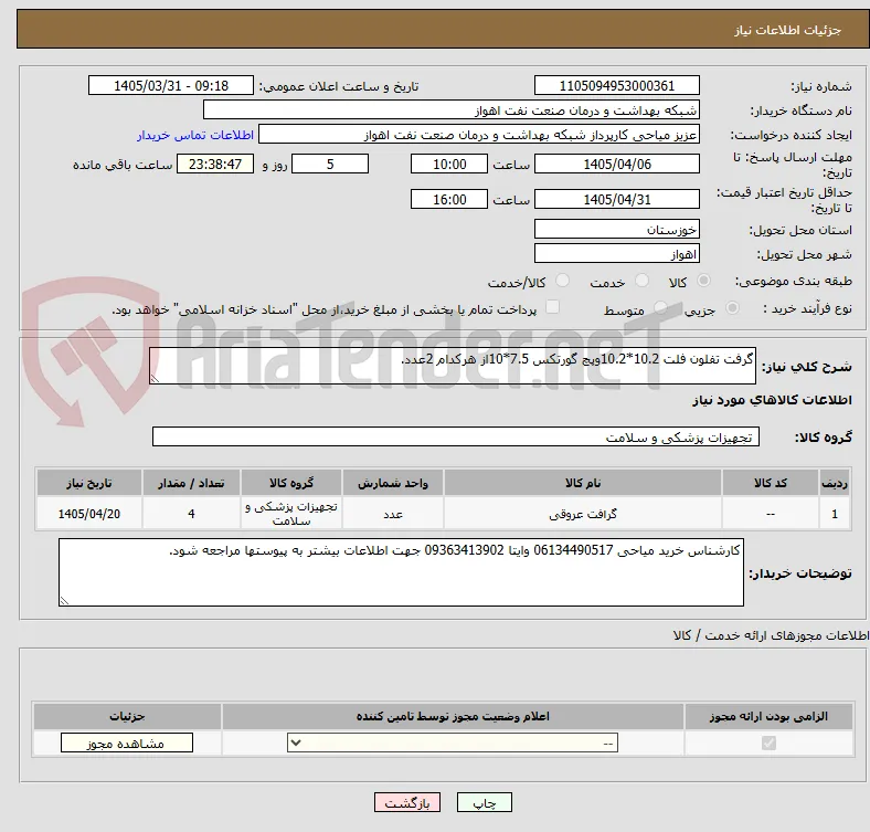 گرفت تفلون فلت 10.2*10.2وپچ گورتکس 7.5*10از هرکدام 2عدد.