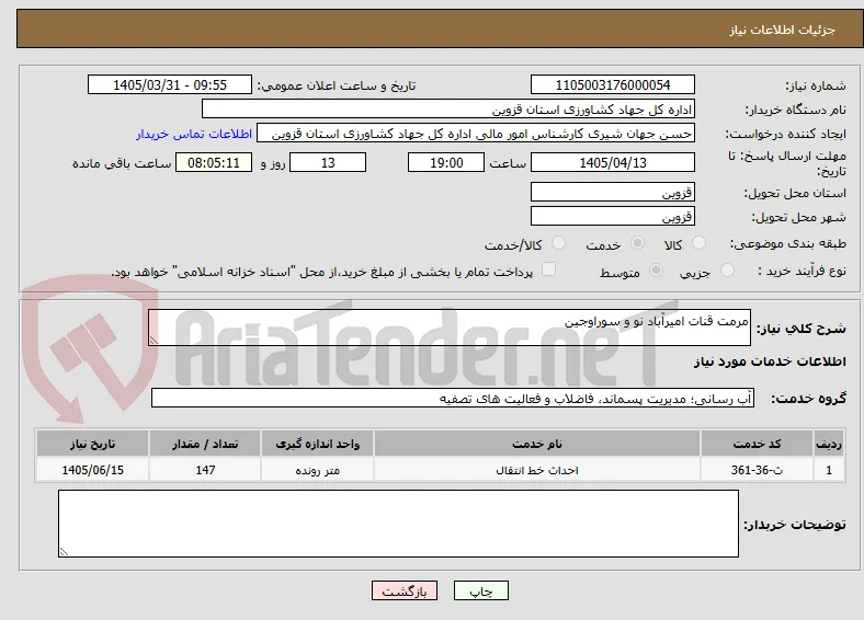 مرمت قنات امیرآباد نو و سوراوجین