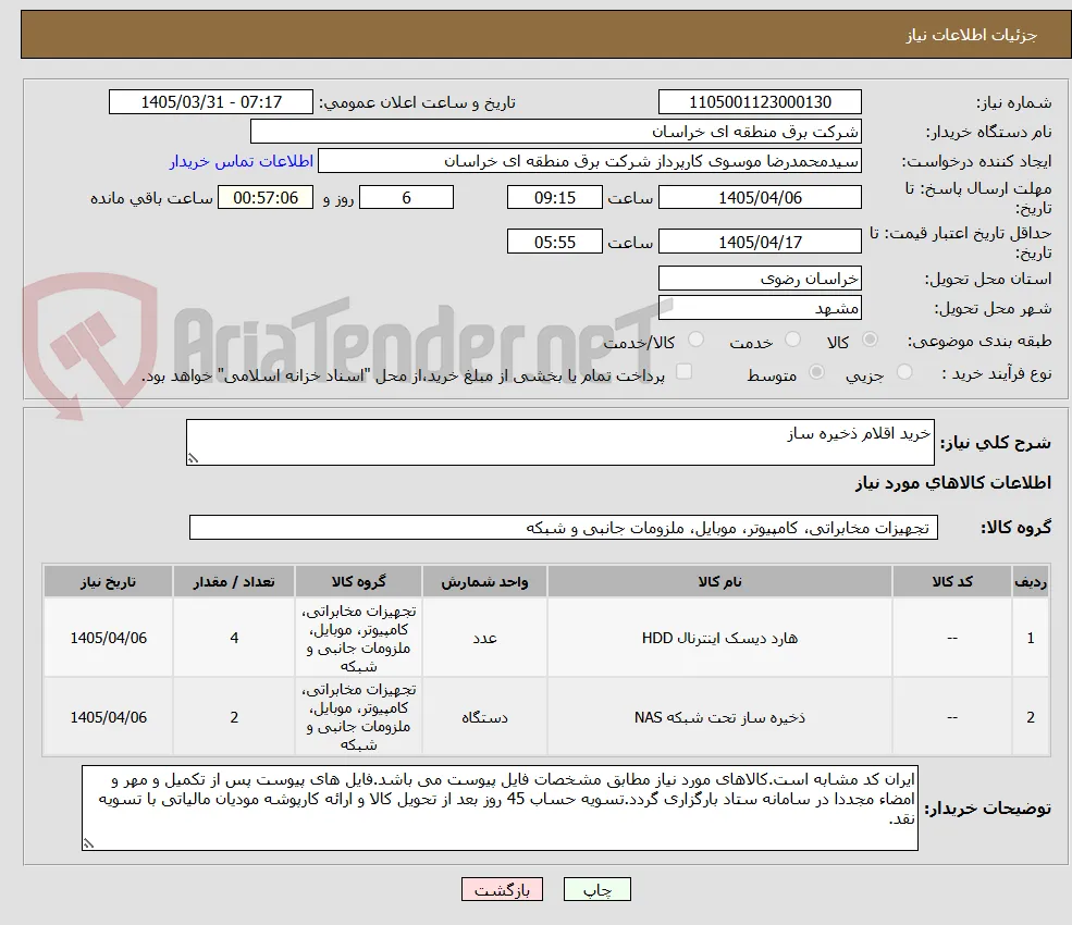 خرید اقلام ذخیره ساز