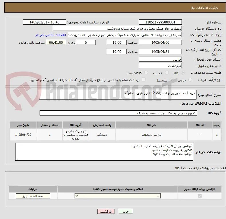 خرید 1عدد دوربین و اسپیلت 12 هزار طبق کاتالوگ
