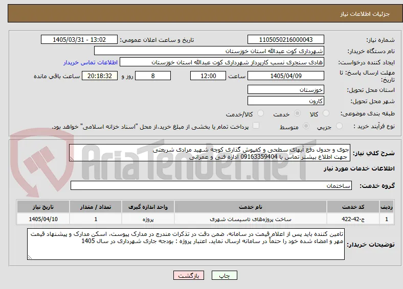 جوی و جدول دفع آبهای سطحی و کفپوش گذاری کوچه شهید مرادی شریعتی
 جهت اطلاع بیشتر تماس یا 09163359404 اداره فنی و عمرانی 