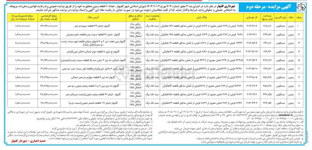 فروش 10 قطعه زمین مسکونی