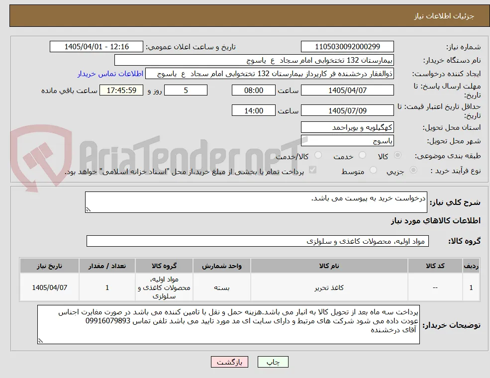 درخواست خرید به پیوست می باشد.