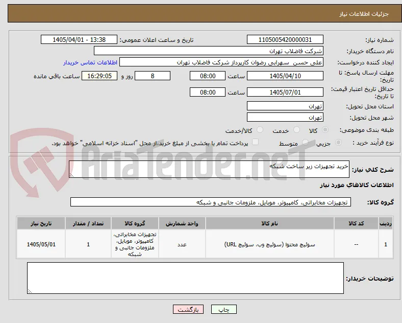 خرید تجهیزات زیر ساخت شبکه  