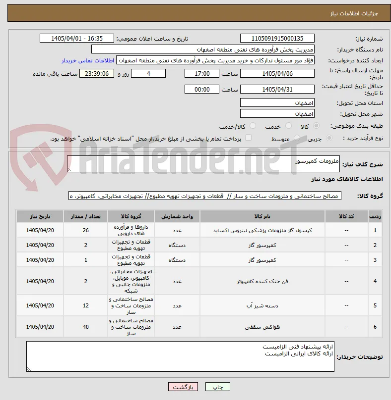 ملزومات کمپرسور