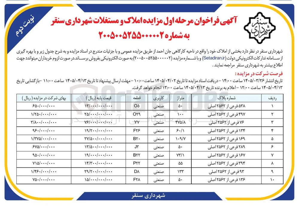 فروش بخشی از املاک 