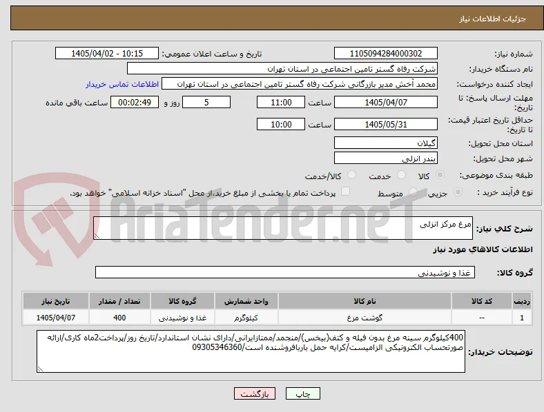 مرغ مرکز انزلی
