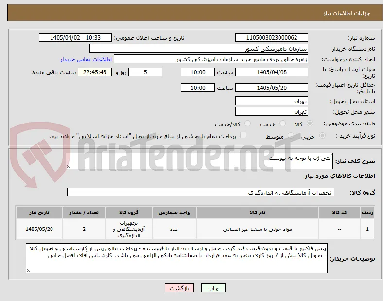 آنتی ژن با توجه به پیوست
