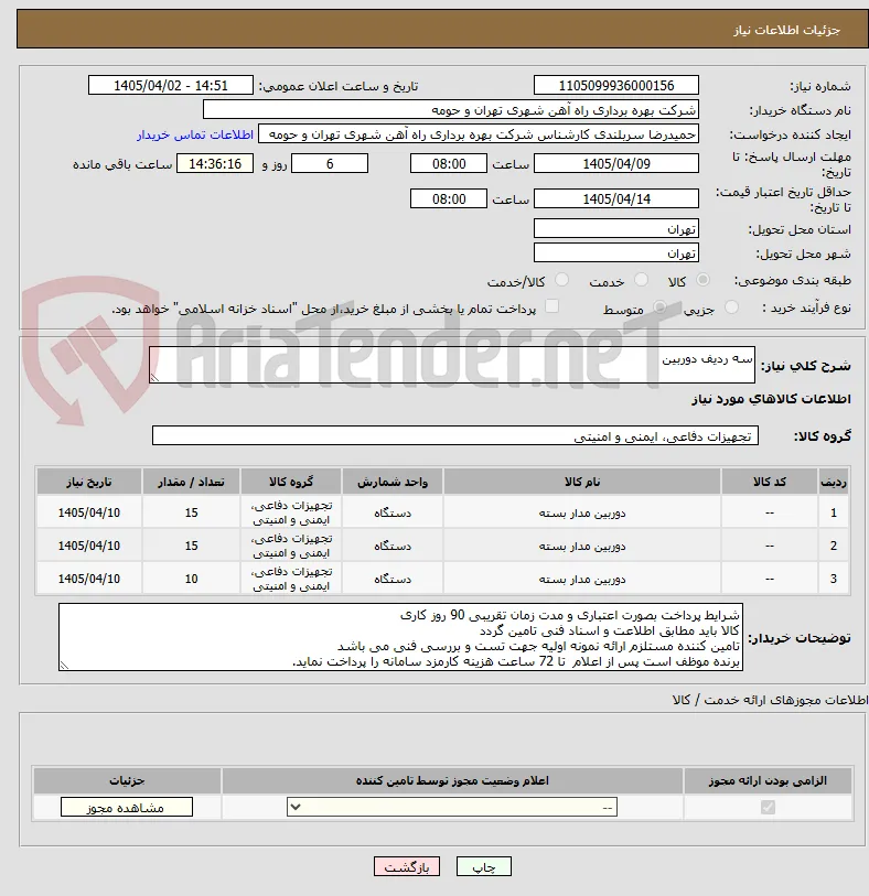 سه ردیف دوربین