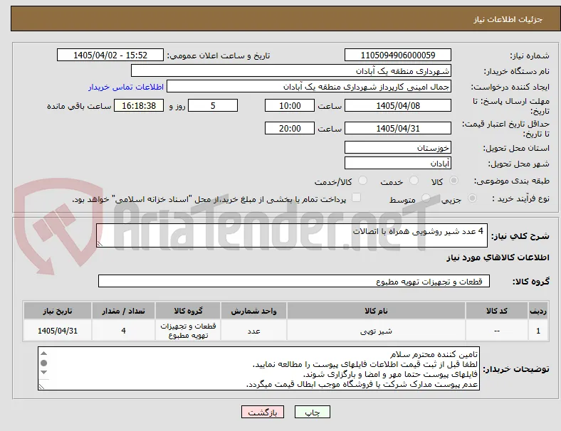  4 عدد شیر روشویی همراه با اتصالات