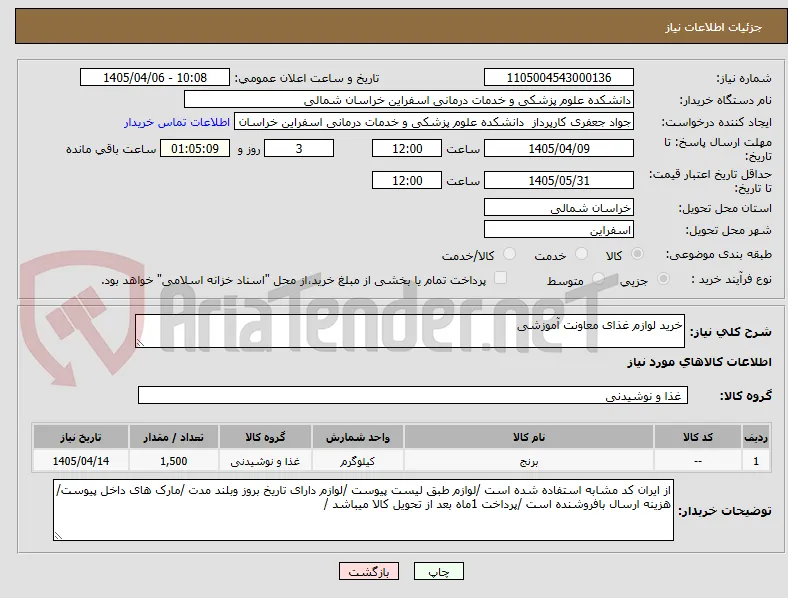 خرید لوازم غذای معاونت آموزشی 