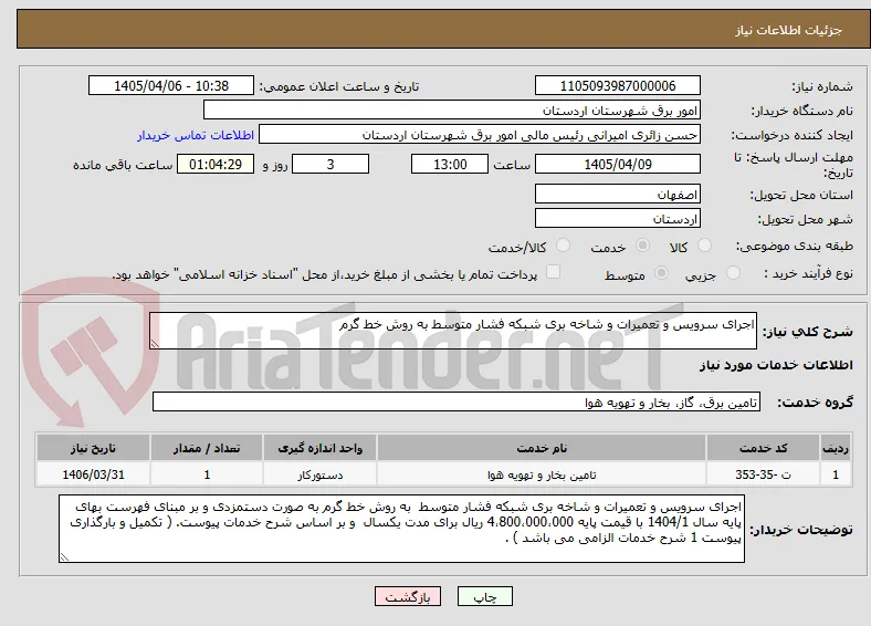 اجرای سرویس و تعمیرات و شاخه بری شبکه فشار متوسط به روش خط گرم 