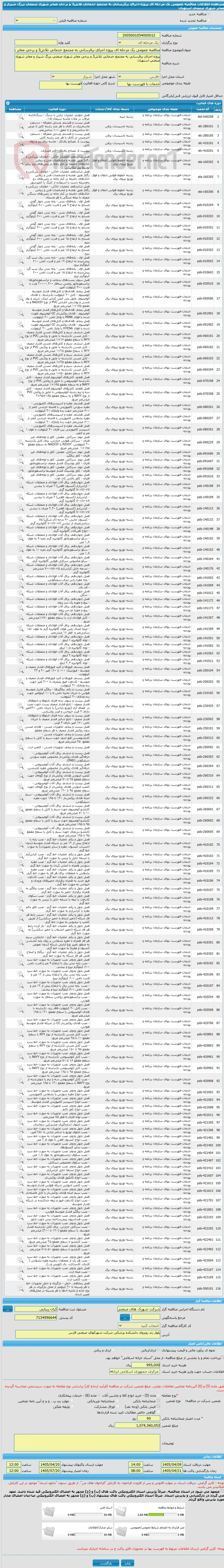 مناقصه عمومی یک مرحله ای پروژه اجرای برقرسانی به مجتمع خدماتی تلاش3 و برخی معابر شهرک صنعتی بزرگ شیراز و معابر شهرک صنعتی استهبان