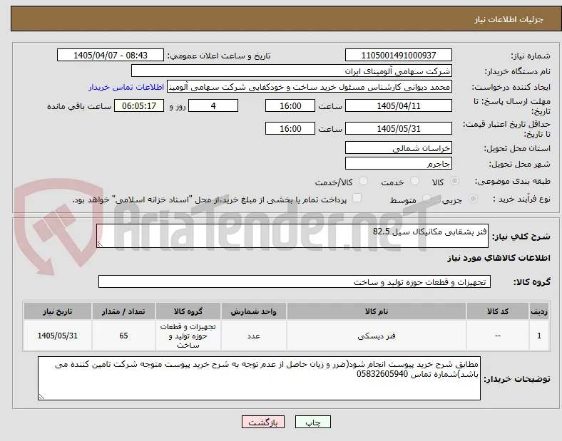 فنر ‎بشقابی‏ مکانیکال سیل 82.5