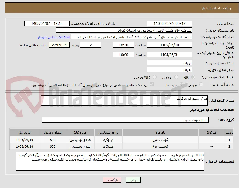 مرغ رستوران مرکزی