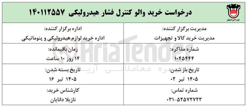 خرید والو کنترل فشار هیدرولیکی