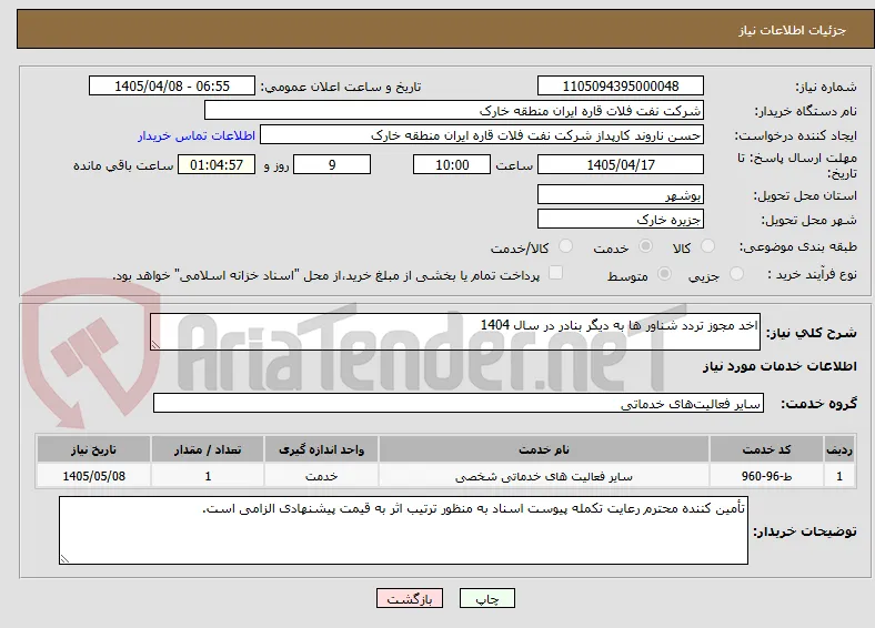 اخد مجوز تردد شناور ها به دیگر بنادر در سال 1404