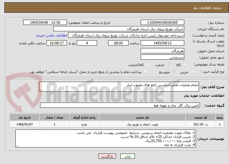 انجام عملیات تعمیر اساسی تابلو های معیوب انبار