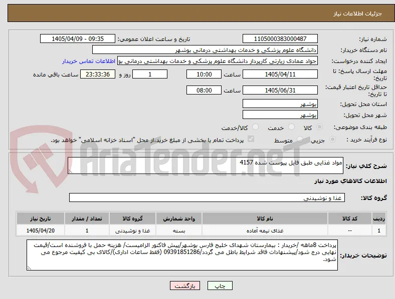 مواد غذایی طبق فایل پیوست شده 4157