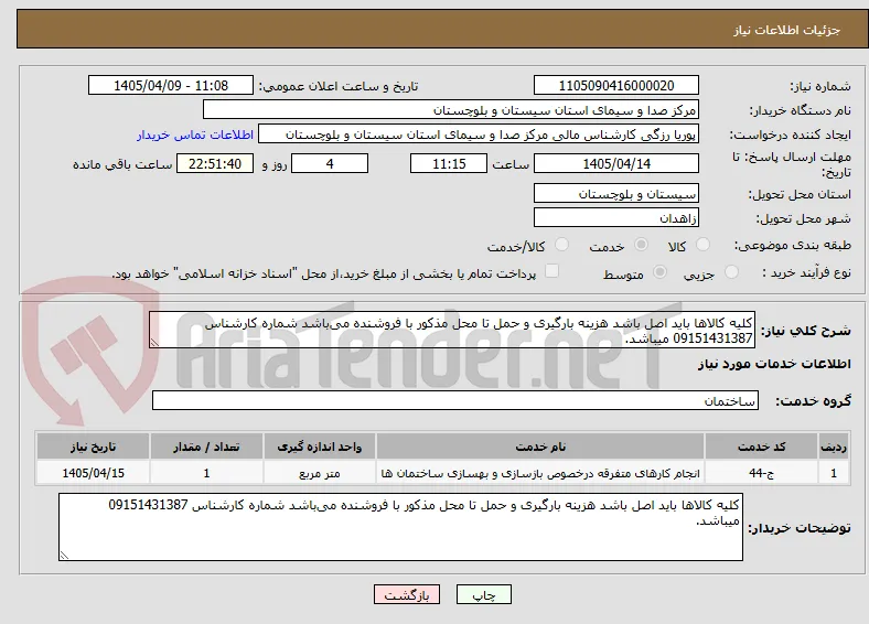 کلیه کالاها باید اصل باشد هزینه بارگیری و حمل تا محل مذکور با فروشنده می‌باشد شماره کارشناس 09151431387 میباشد.