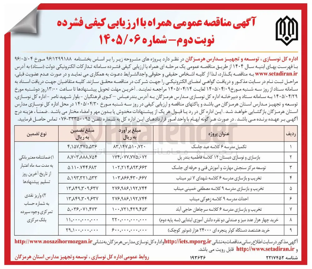 تکمیل مدرسه ۶ کلاسه عبد جاسک