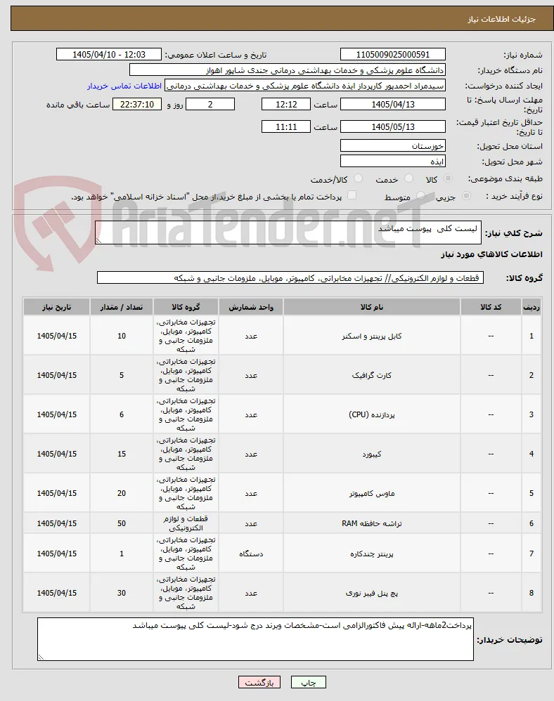  لیست کلی  پیوست میباشد