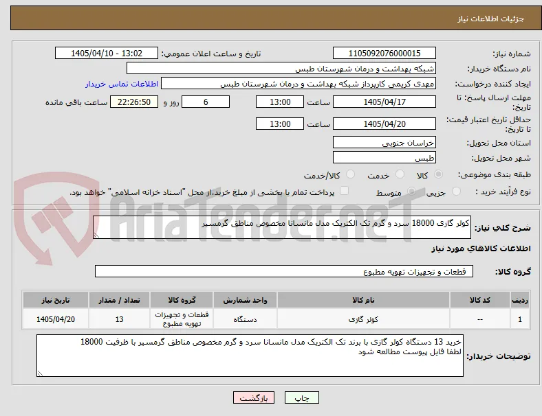 کولر گازی 18000 سرد و گرم تک الکتریک مدل مانسانا مخصوص مناطق گرمسیر
