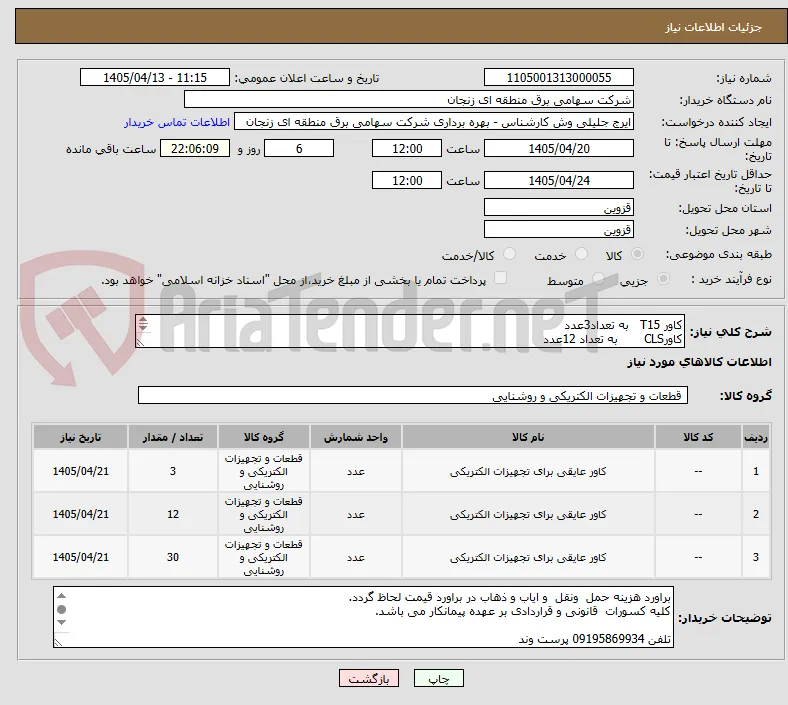 کاور T15   به تعداد3عدد
کاورCLS       به تعداد 12عدد
کاور TN      به تعداد30عدد