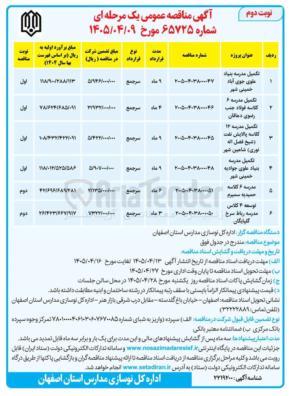 تکمیل مدرسه ۶ کلاسه فولاد جنب رضوی 