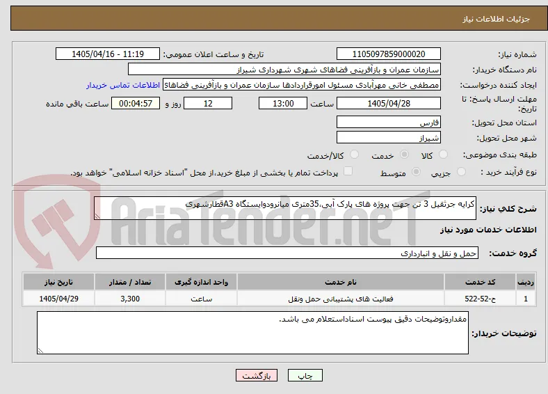 کرایه جرثقیل 3 تن جهت پروژه های پارک آبی،35متری میانرودوایستگاه A3قطارشهری