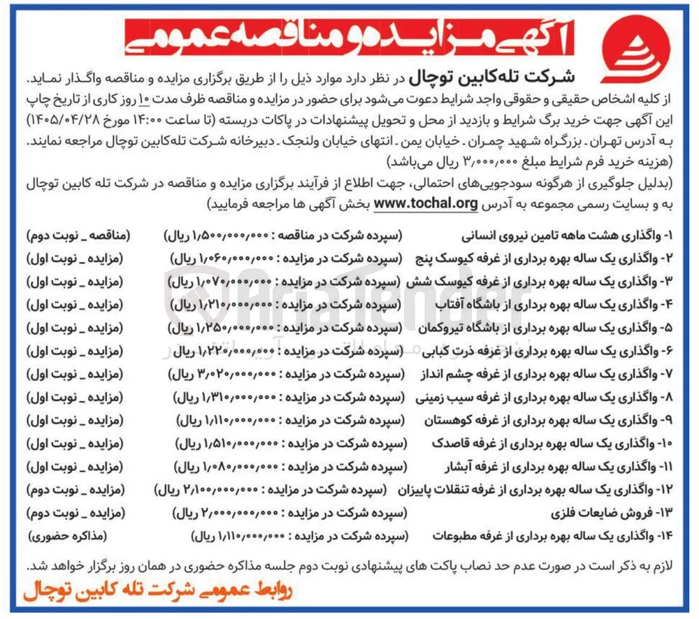 واگذاری یک ساله بهره برداری از غرفه کیوسک شش 