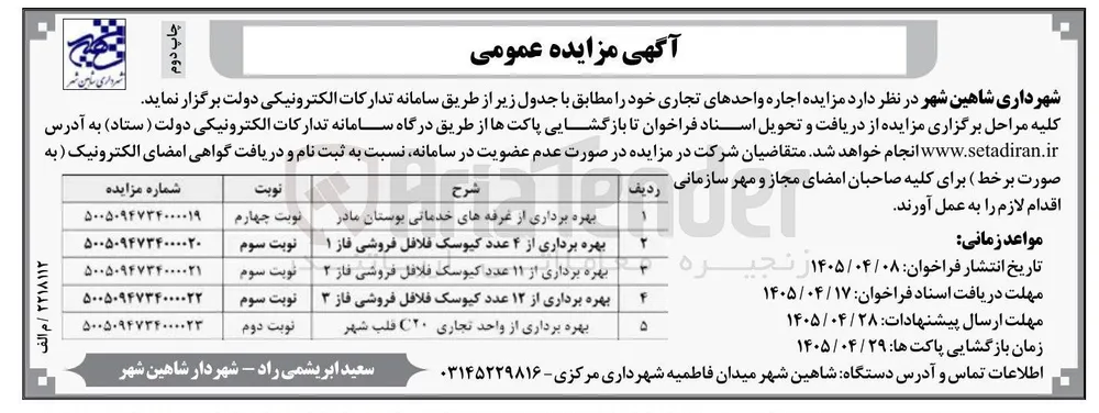 بهره برداری از ۱۱ عدد کیوسک فلافل فروشی فاز ۲