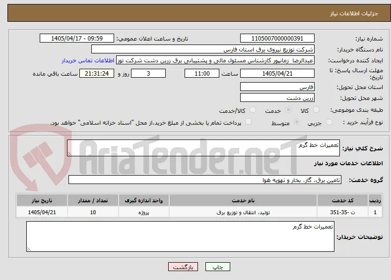 تعمیرات خط گرم 