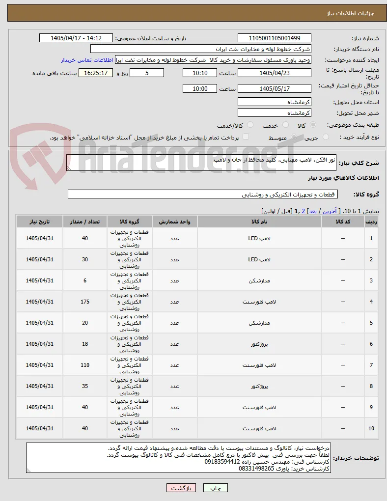نور افکن، لامپ مهتابی، کلید محافظ از جان و لامپ