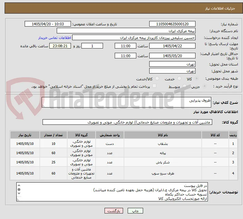 ظروف پذیرایی