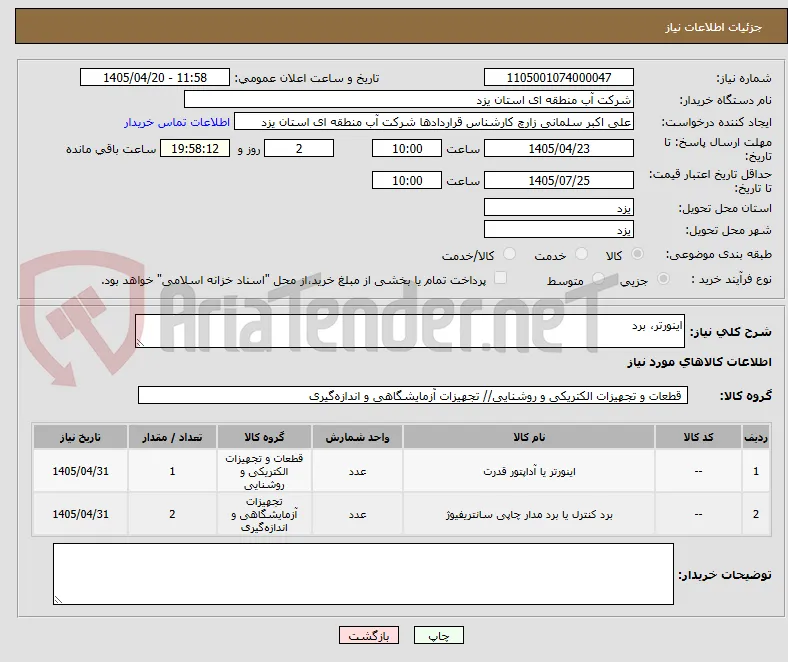 اینورتر، برد