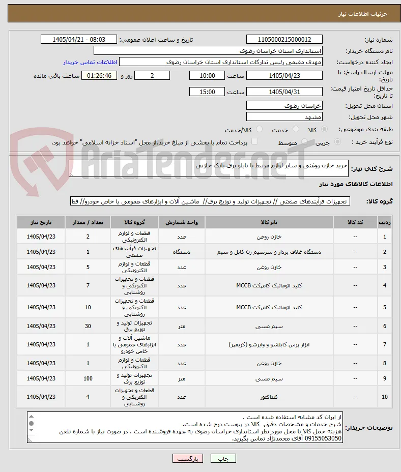 خرید خازن روغنی و سایر لوازم مرتبط با تابلو برق بانک خازنی