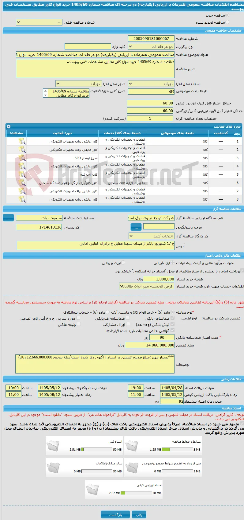 مناقصه عمومی همزمان با ارزیابی (یکپارچه) دو مرحله ای مناقصه شماره 1405/69 خرید انواع کاور مطابق مشخصات فنی پیوست.