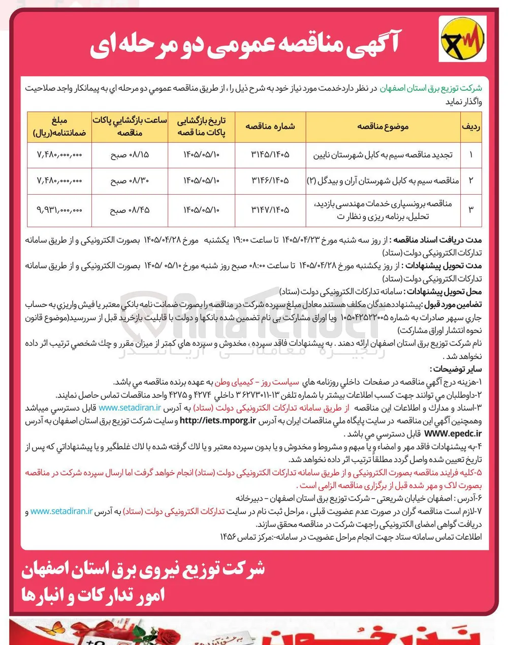 سیم به کابل شهرستان نایین 