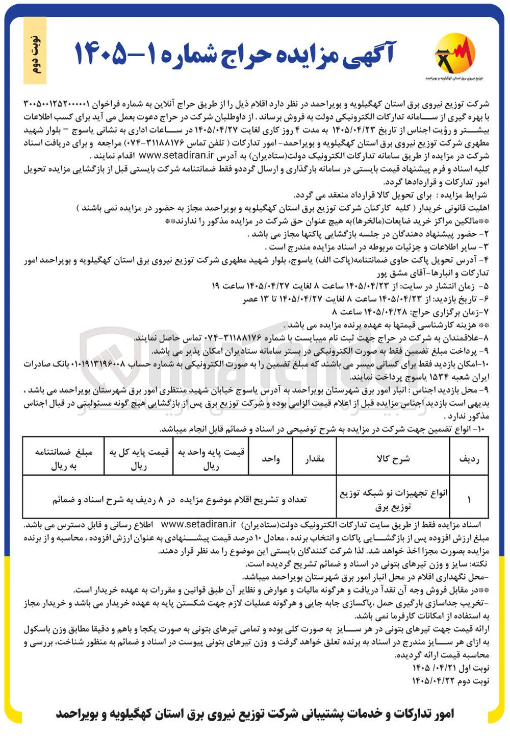 فروش انواع تجهیزات نو شبکه توزیع توزیع برق