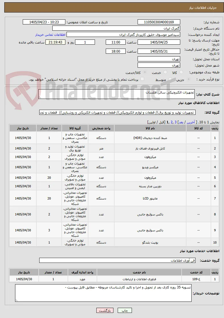 تجهیزات الکترونیکی سالن جلسات