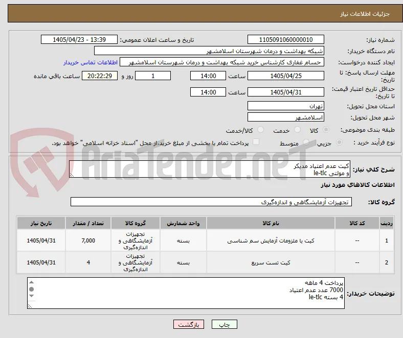 کیت عدم اعتیاد مدیکر
و مولتی le-tlc 