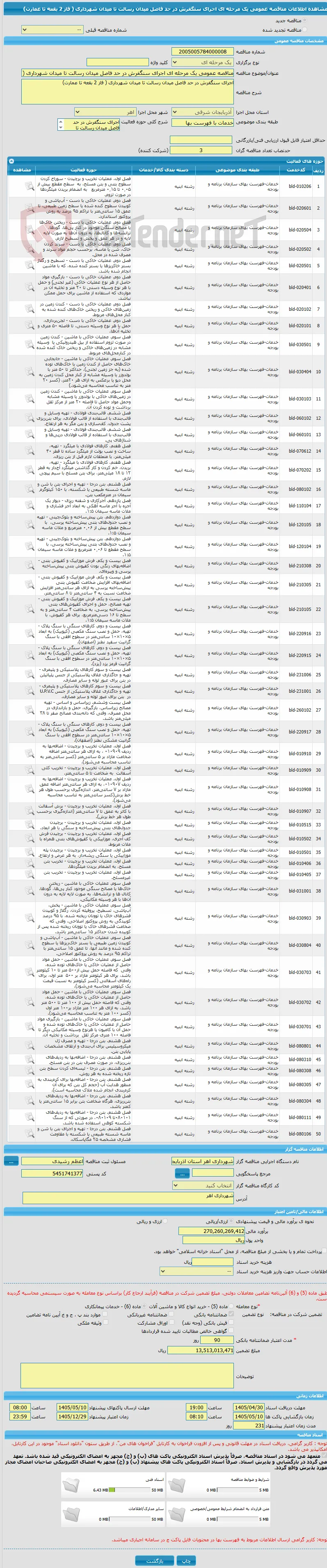 مناقصه عمومی یک مرحله ای اجرای سنگفرش در حد فاصل میدان رسالت تا میدان شهرداری ( فاز 2 بقعه تا عمارت)