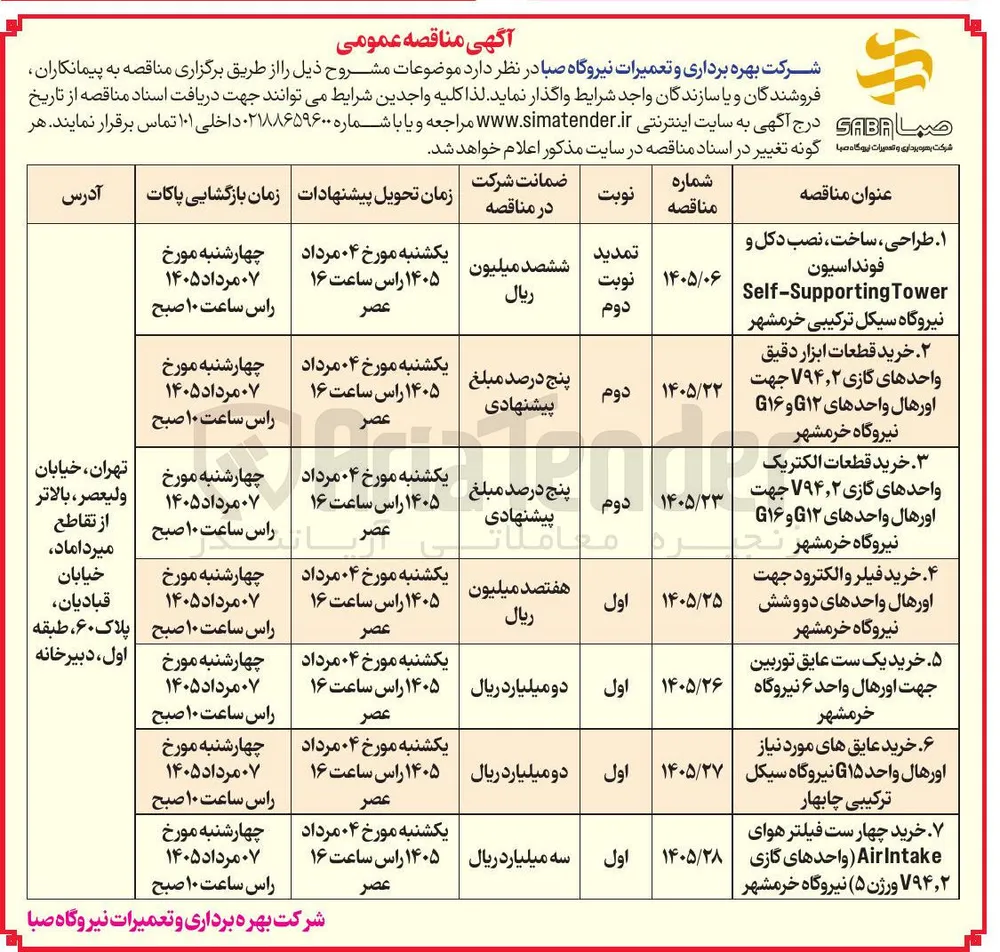 خرید عایق های مورد نیاز اورهال واحد ۱۵ نیروگاه سیکل ترکیبی چابهار 