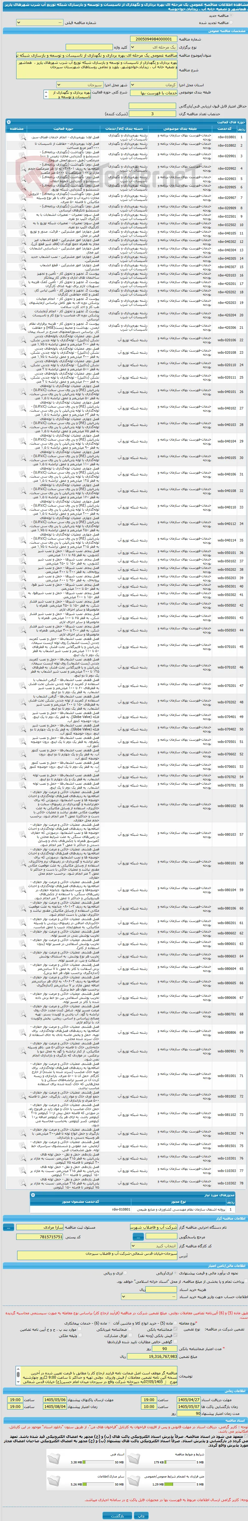 مناقصه عمومی یک مرحله ای بهره برداری و نگهداری از تاسیسات و توسعه و بازسازی شبکه توزیع آب شرب شهرهای پاریز ،  هماشهر و تصفیه خانه آب ، زیدآباد،خواجوشه