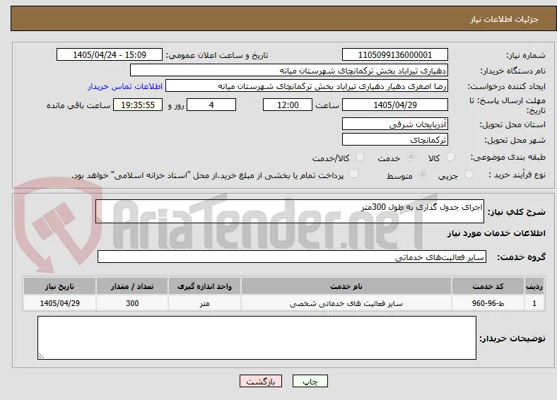 اجرای جدول گذاری به طول 300متر