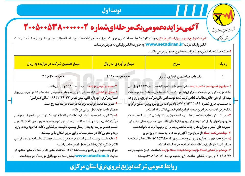 فروش یک باب ساختمان تجاری اداری