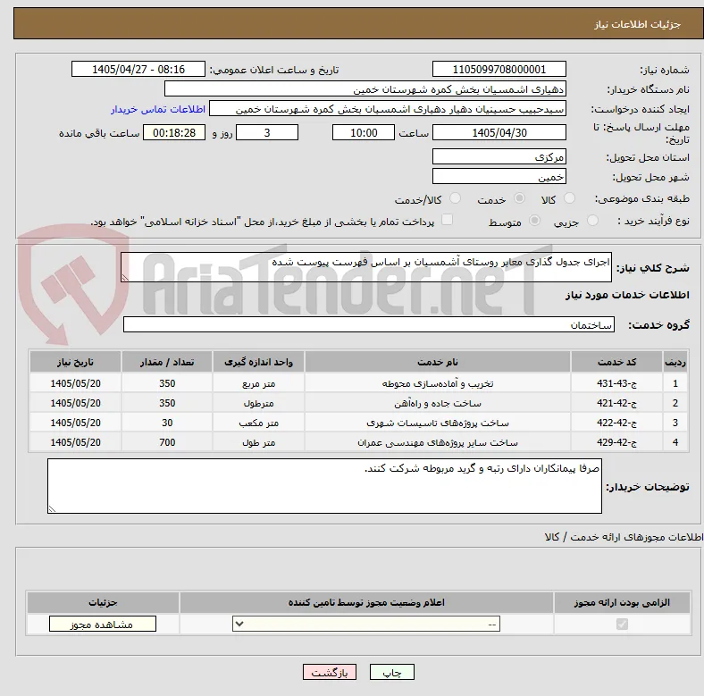 اجرای جدول گذاری معابر روستای آشمسیان بر اساس فهرست پیوست شده