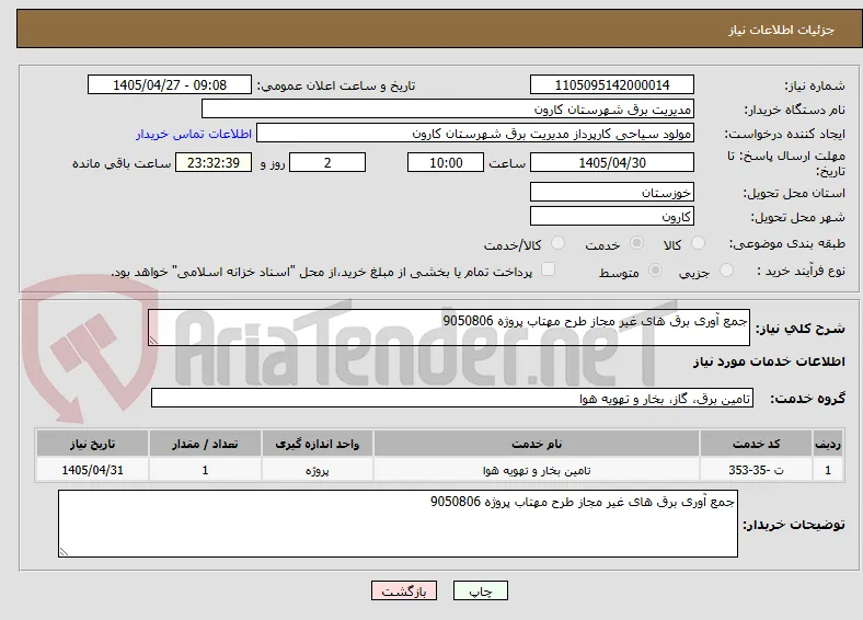 جمع آوری برق های غیر مجاز طرح مهتاب پروژه 9050806